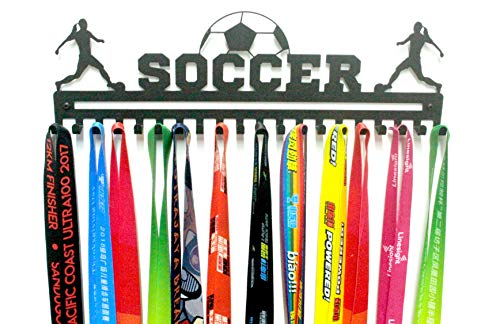 Soccer Girl Medal Hanger with 20 Hooks (Black)