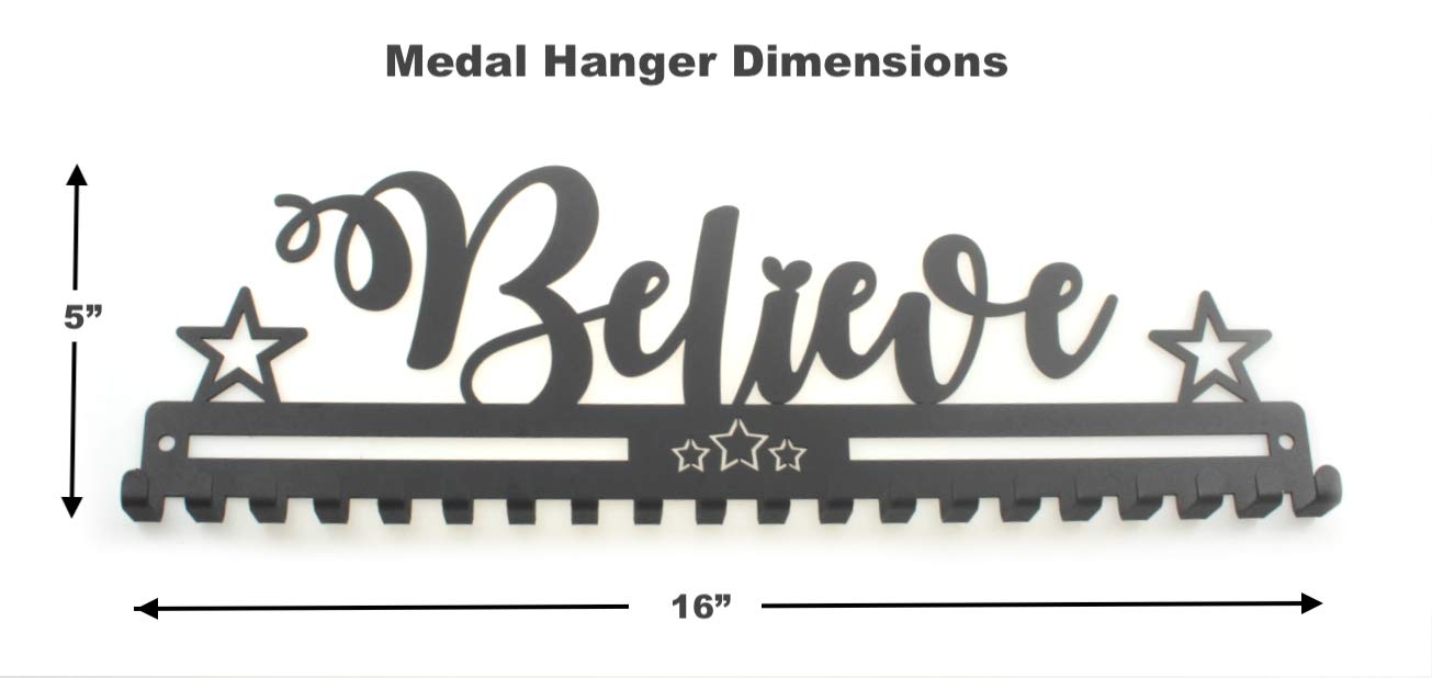 "Believe" Motivational Medal Holder with 20 hooks