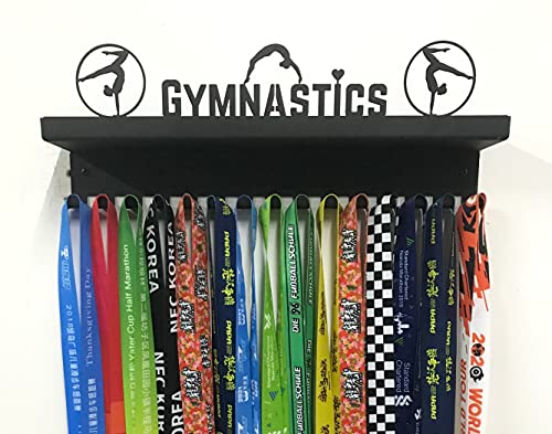 Three Figure Gymnastics Medal Shelf and Ribbon Hanger