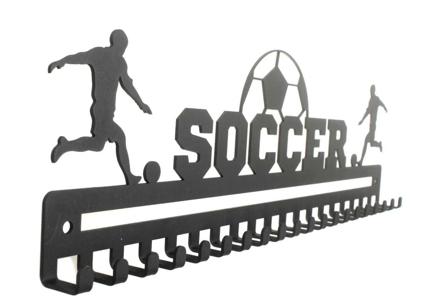 Soccer Boy Medal Hanger with 20 Hooks (Black)