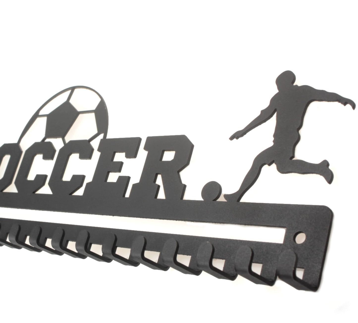 Soccer Boy Medal Hanger with 20 Hooks (Black)