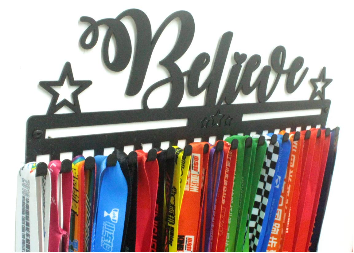 "Believe" Motivational Medal Holder with 20 hooks