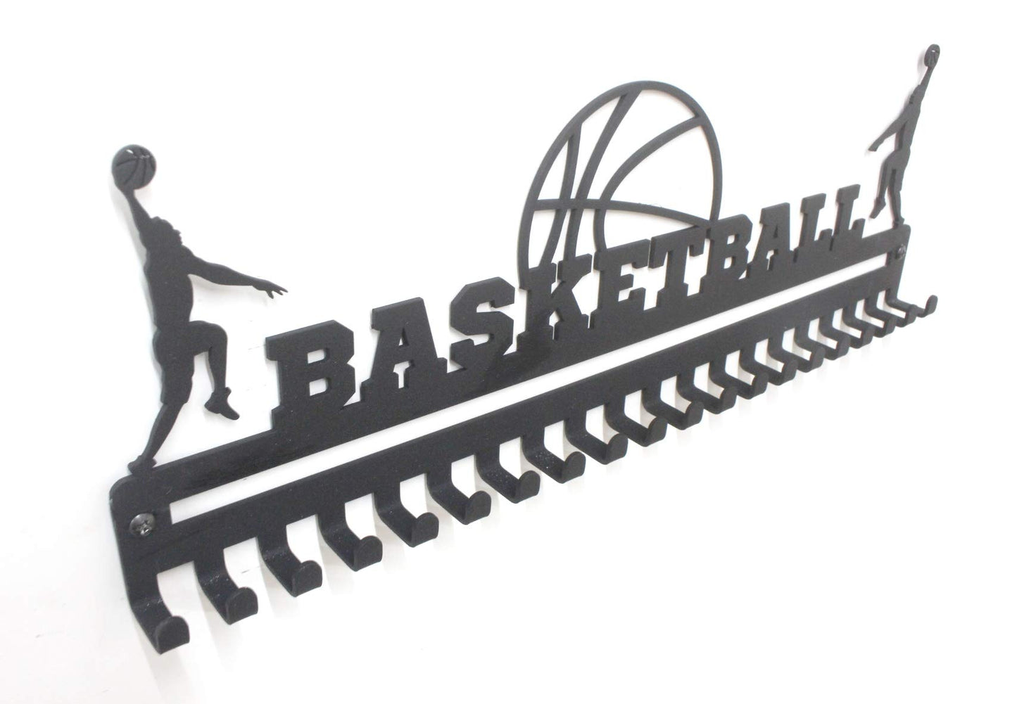 'Basketball' Medal Hanger and Ribbon Display (Boy) - Black