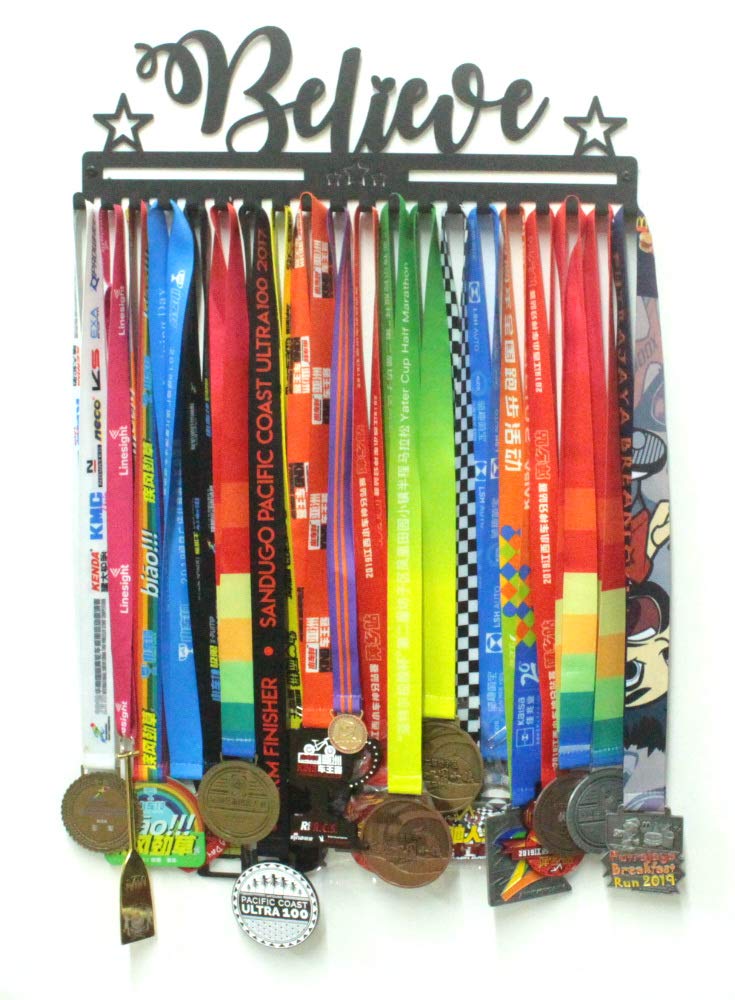 "Believe" Motivational Medal Holder with 20 hooks