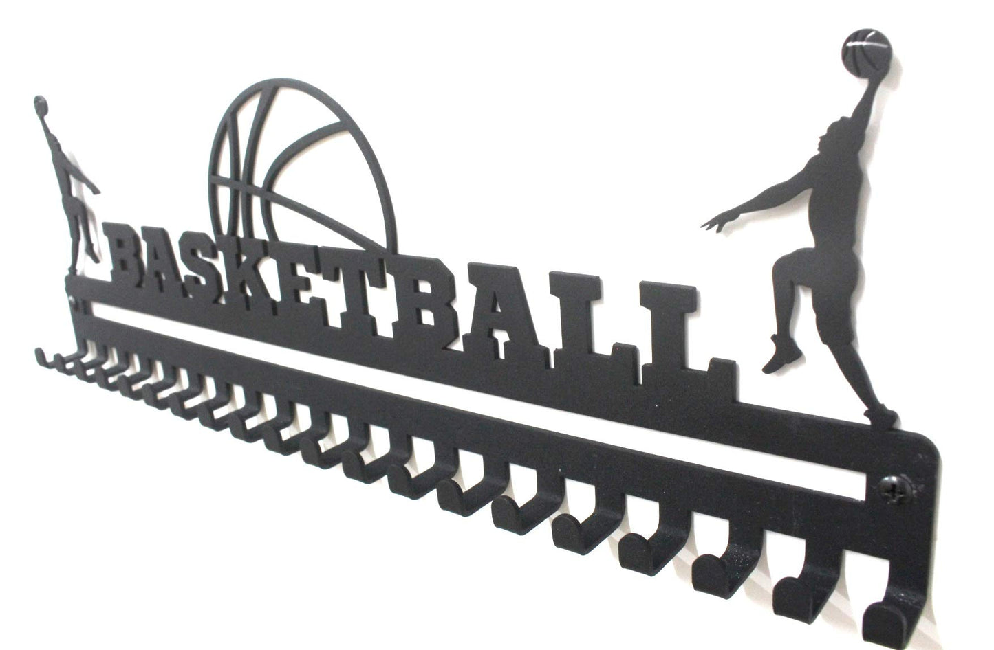 'Basketball' Medal Hanger and Ribbon Display (Boy) - Black