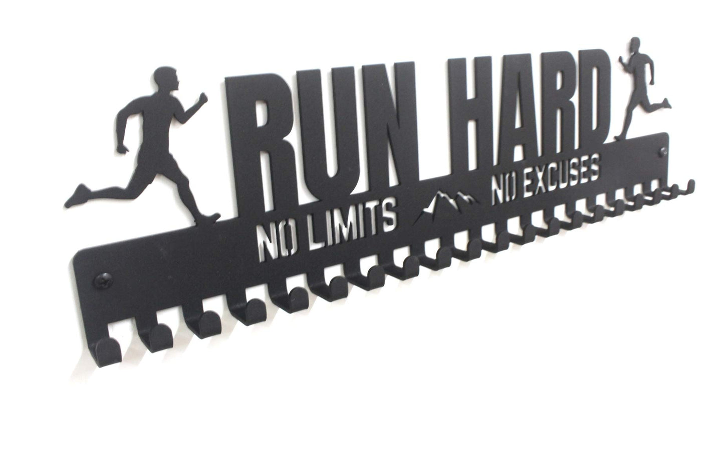 "RUN HARD" Runners Sports Medal Hanger with hooks