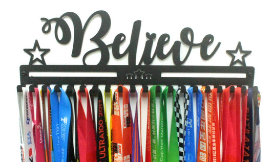 "Believe" Motivational Medal Holder with 20 hooks