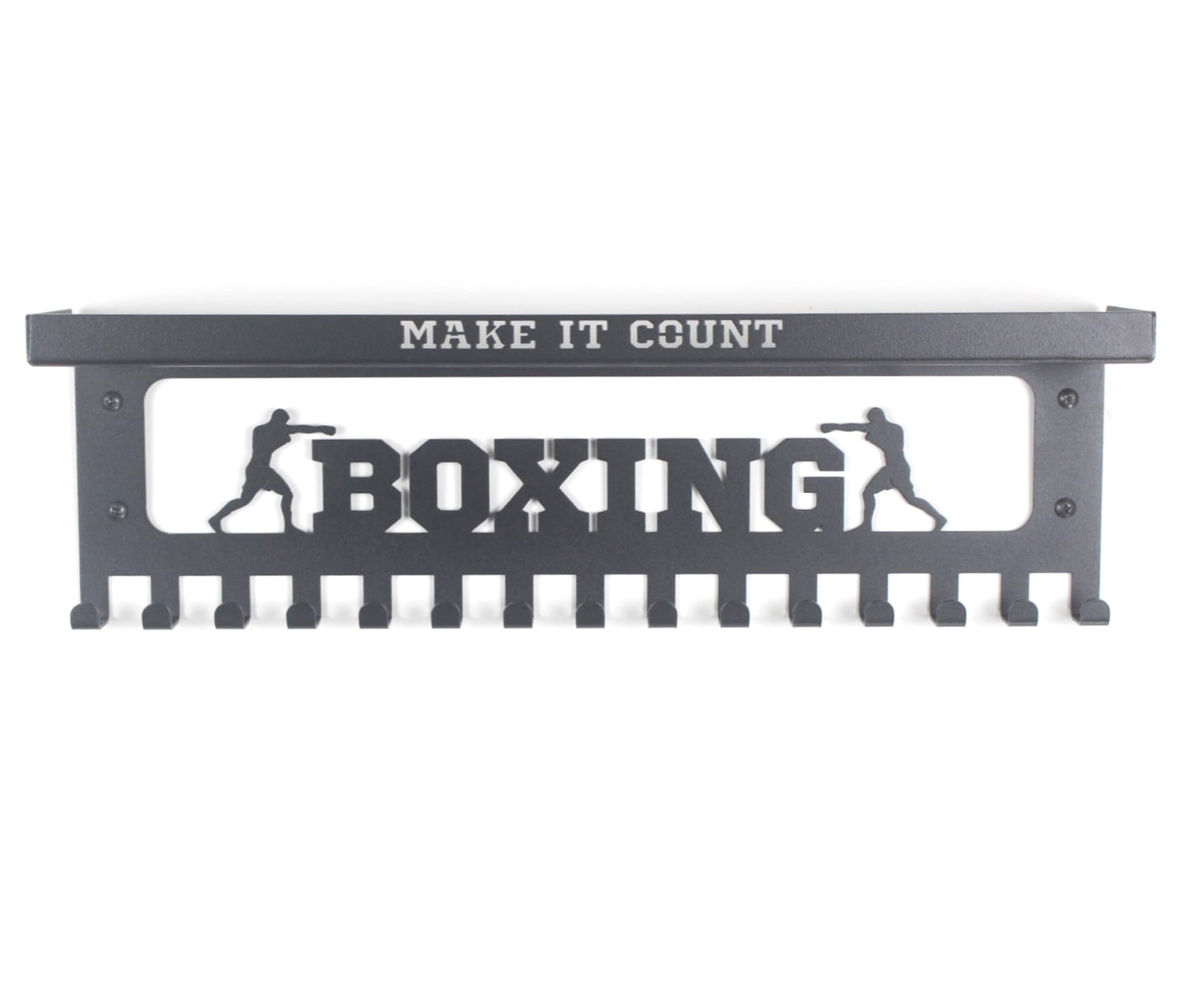 16" Premium Metal Wall Mount "BOXING" Medal Hanger with 3" Shelf