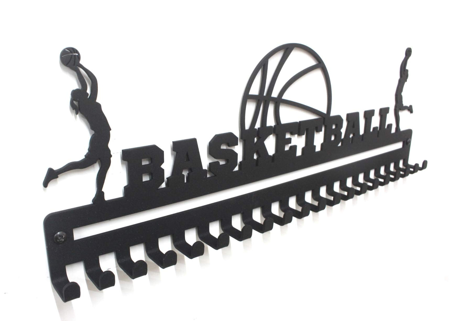 'Basketball' Medal Hanger and Ribbon Display (Girl) - Black