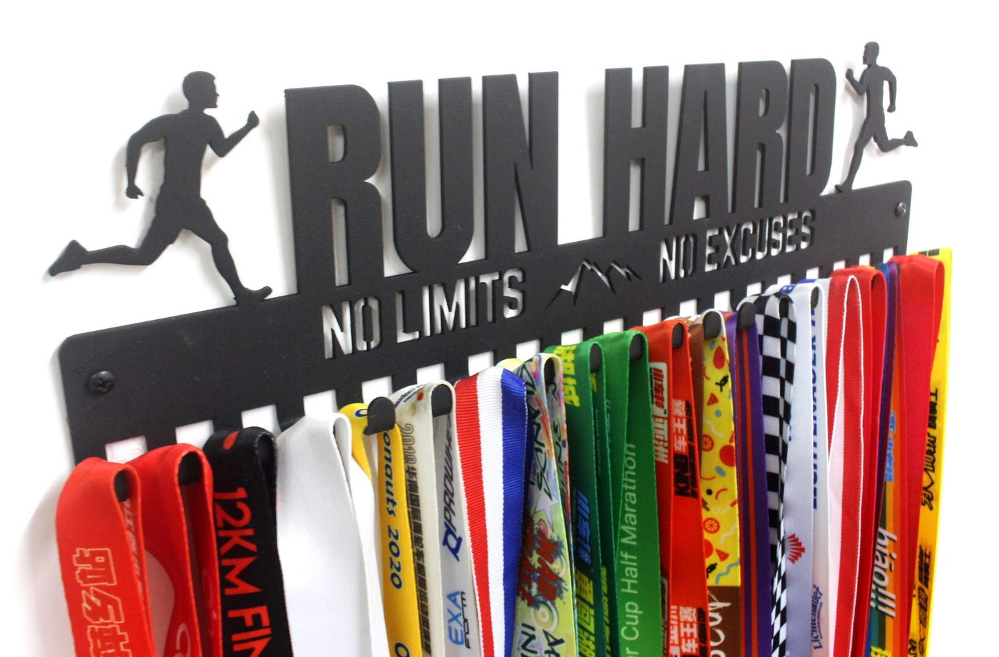 "RUN HARD" Runners Sports Medal Hanger with hooks