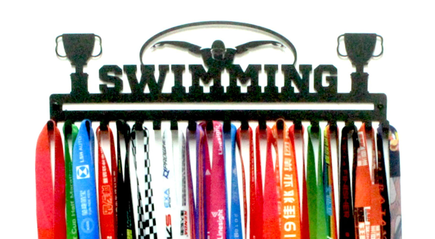 Swimming Medal Hanger with 20 Hooks (Black)