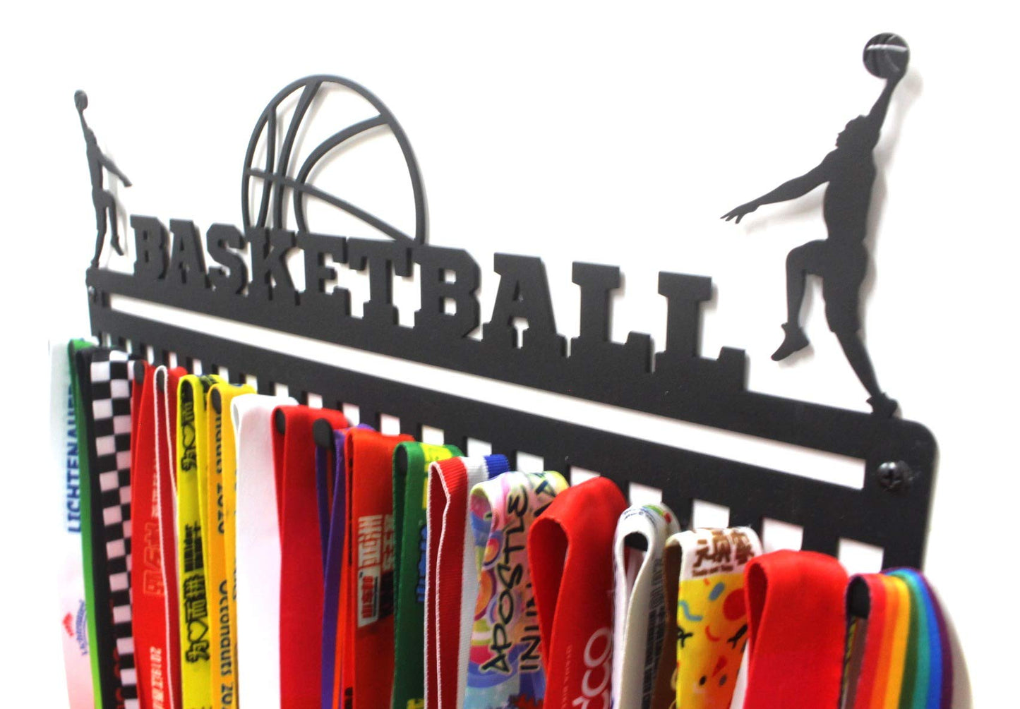 'Basketball' Medal Hanger and Ribbon Display (Boy) - Black