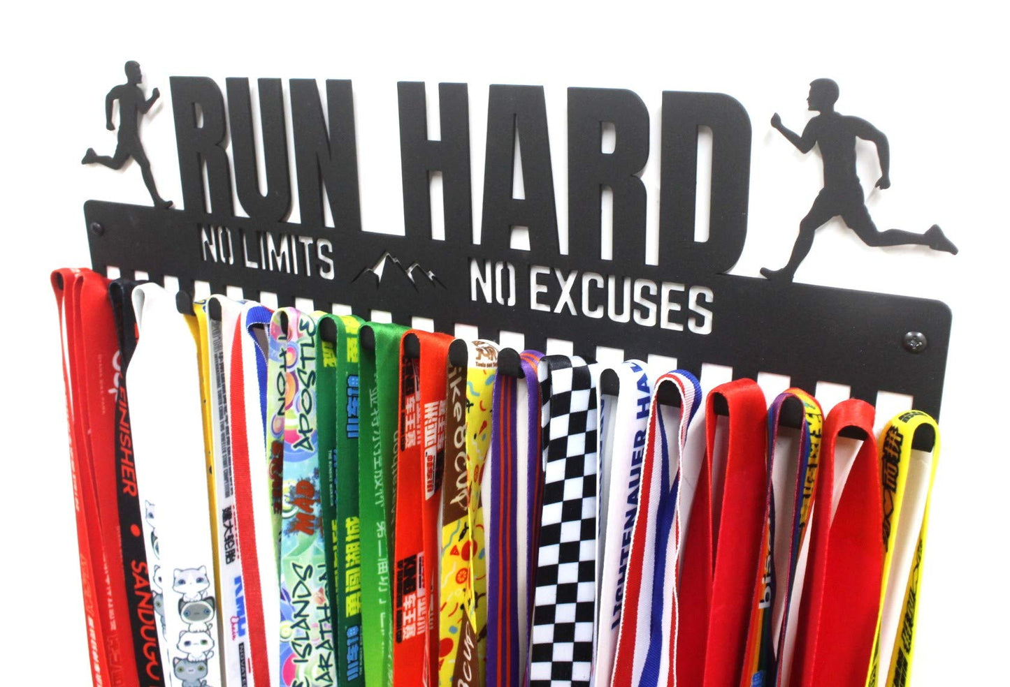 "RUN HARD" Runners Sports Medal Hanger with hooks