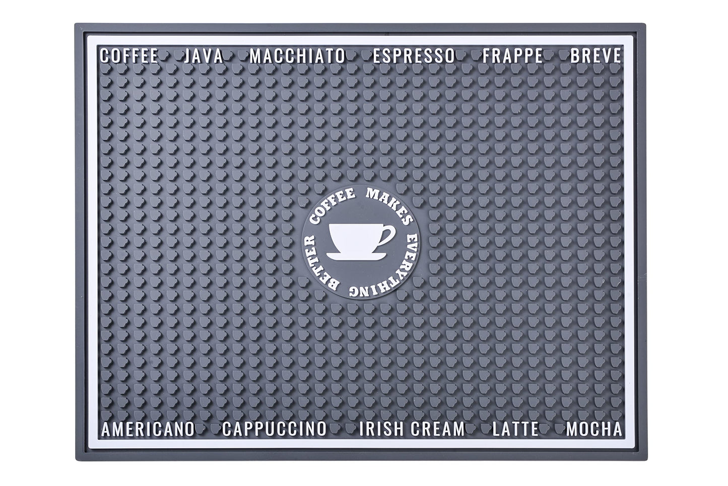 "Coffee Makes Everything Better" Rubber Spill Mat, 18in x 14in x 0.4in