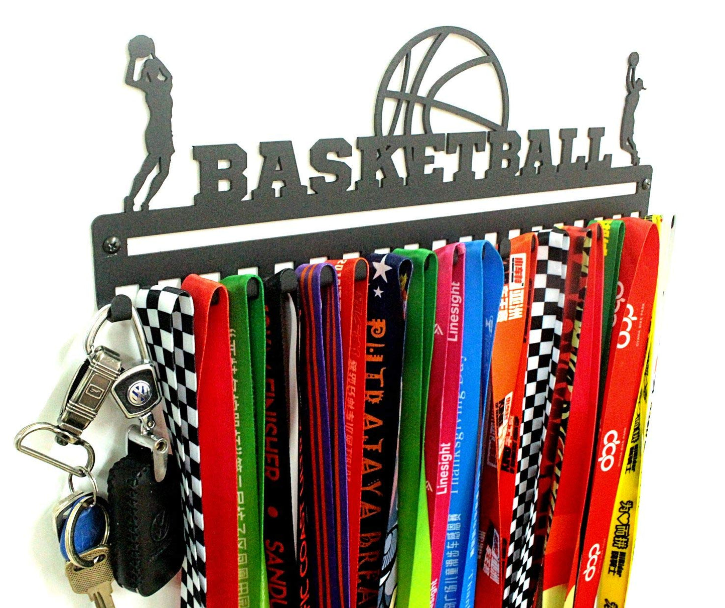 Basketball Girl Figure Medal Hanger with 20 Hooks (Black)