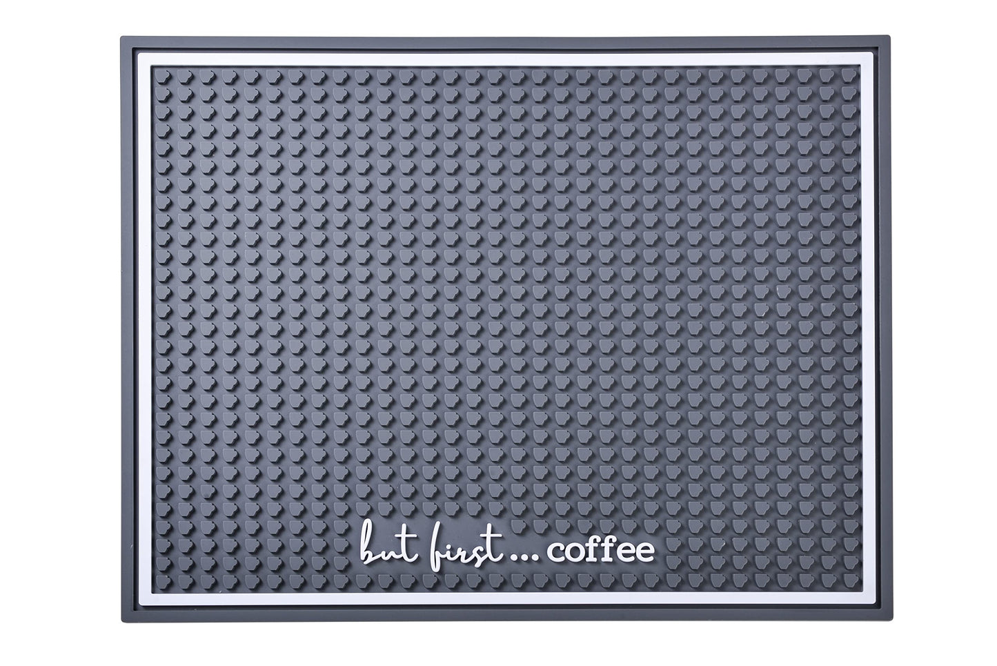 "But First Coffee" Rubber Mat, 18in x 14in x 0.4in